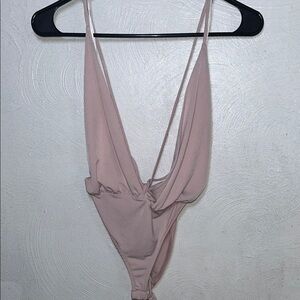 Forever 21 Chic Blush Pink Deep V bodysuit